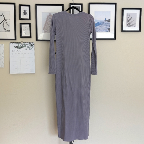 Maxi Long Sleeve Grey Ribbed Dress XS/S Urban Modesty - Picture 3 of 3